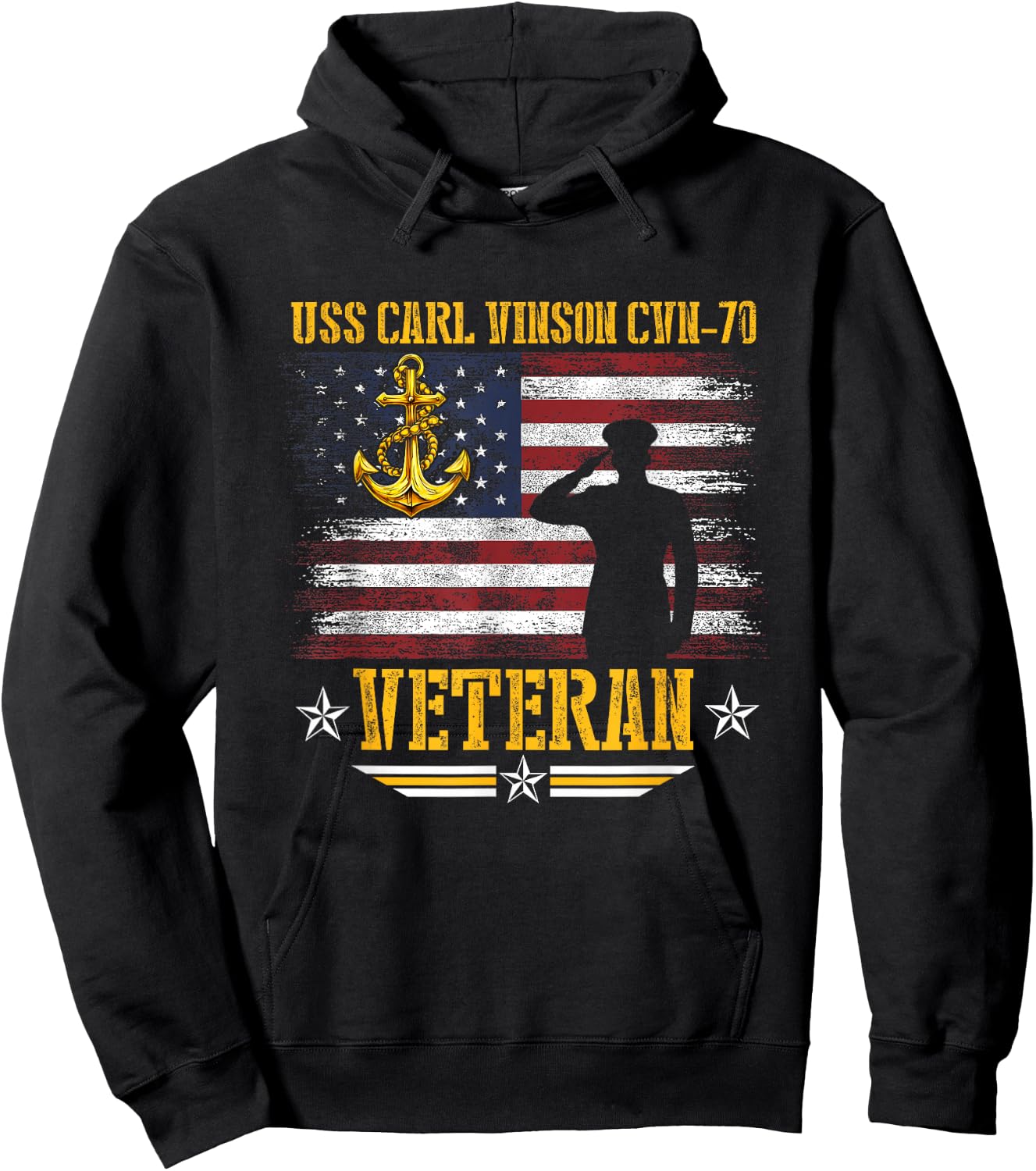 USS Carl Vinson CVN-70 Aircraft Carrier Veteran Flag Vintage Hoodie - Hoodie | Black