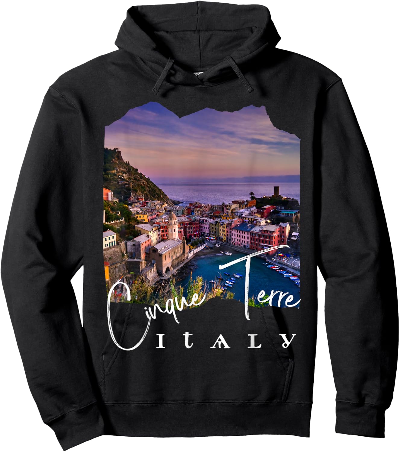 Cinque Terre At Night Cinque Terre Souvenir Hoodie - Hoodie | Black