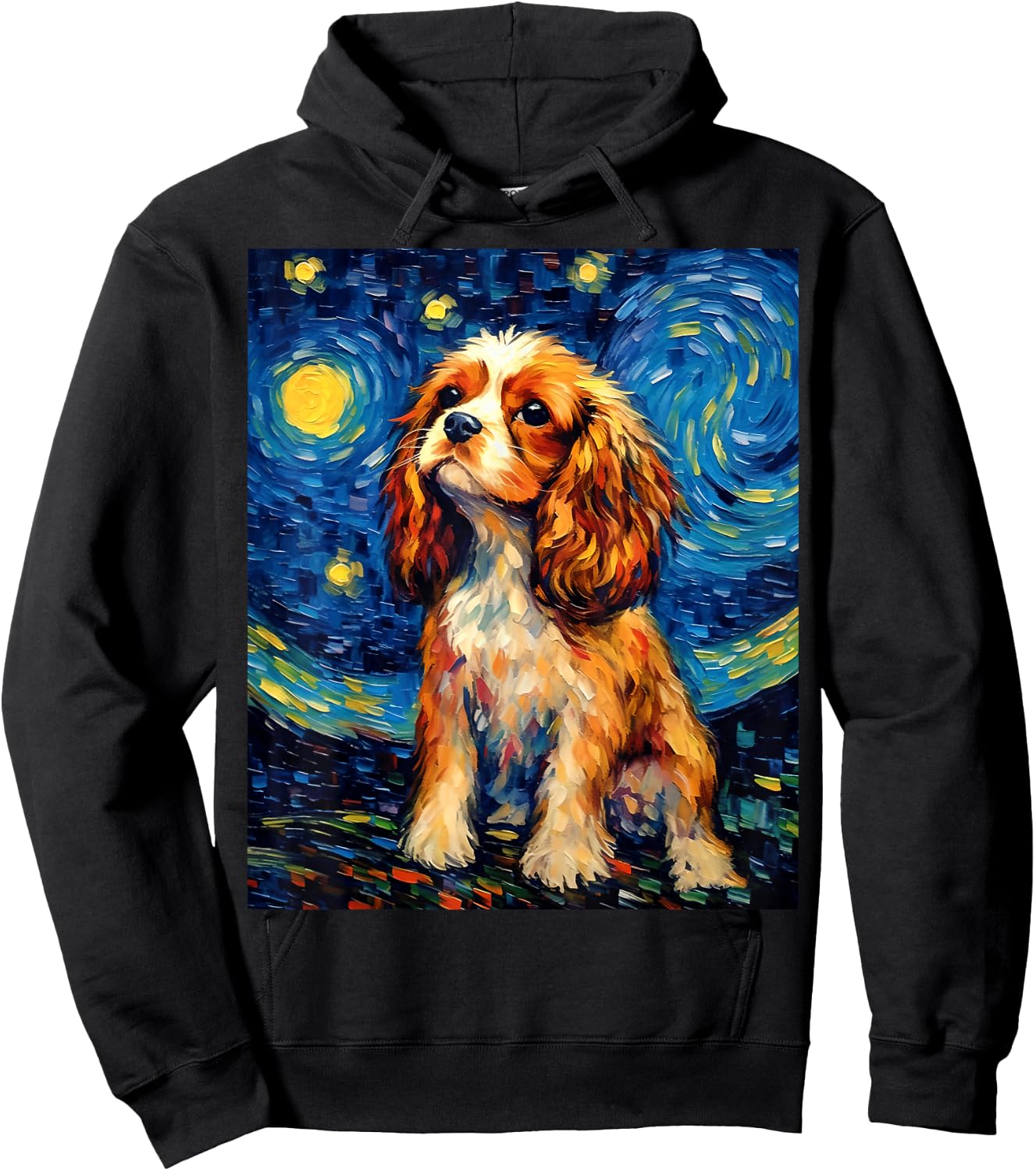 Surreal Starry Night Cavalier King Charles Spaniel Dog Hoodie - Hoodie | Black
