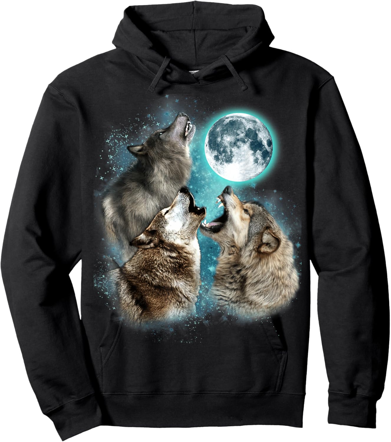 3 Wolf Moon Howling Wolf Head Funny Wolves Women Hoodie - Hoodie | Black