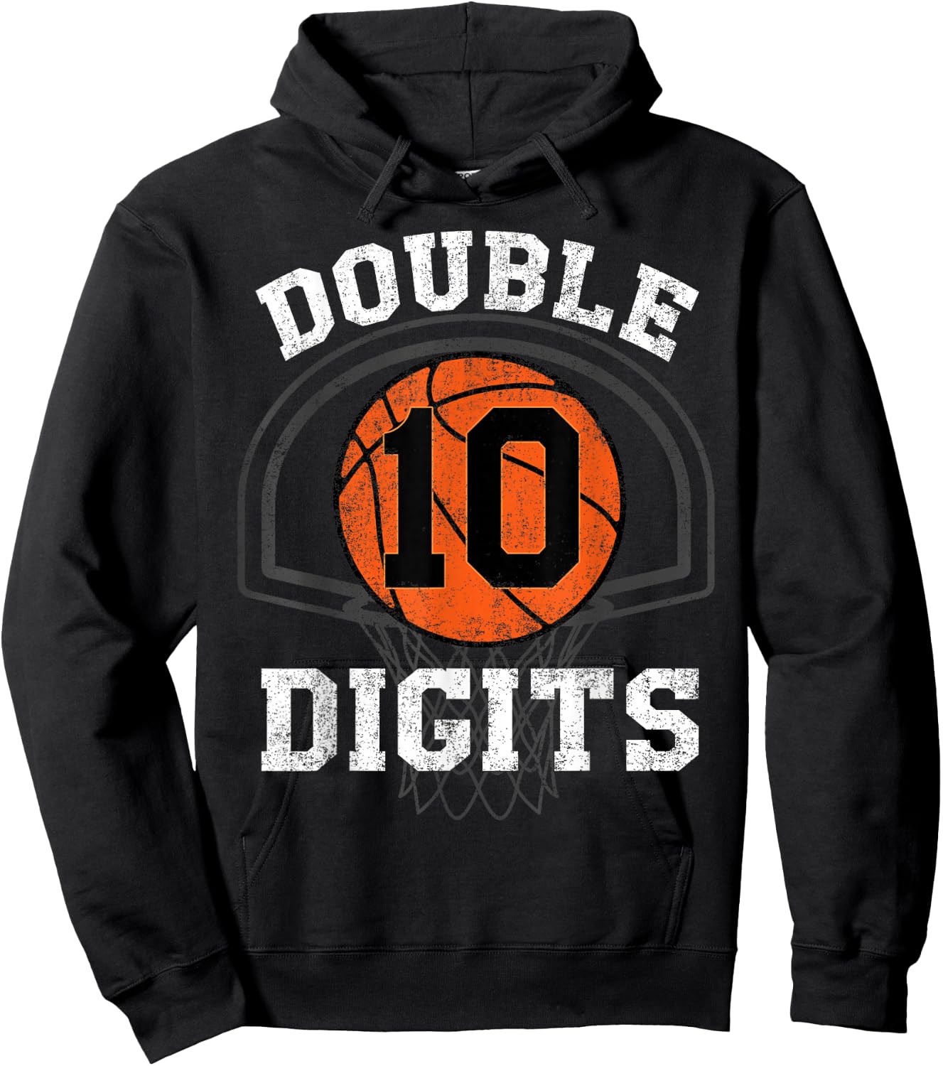 Double Digits 10th Birthday Decorations Boy Basketball Bday Hoodie - Hoodie | Black