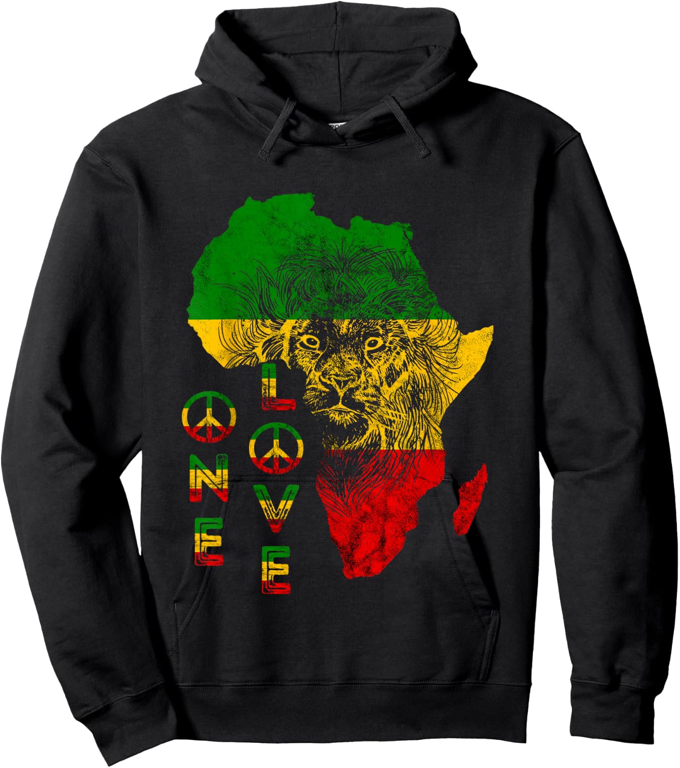 One Pride Love Lion Rasta Reggae Africa Map Lion Of Judah Hoodie - Hoodie | Black