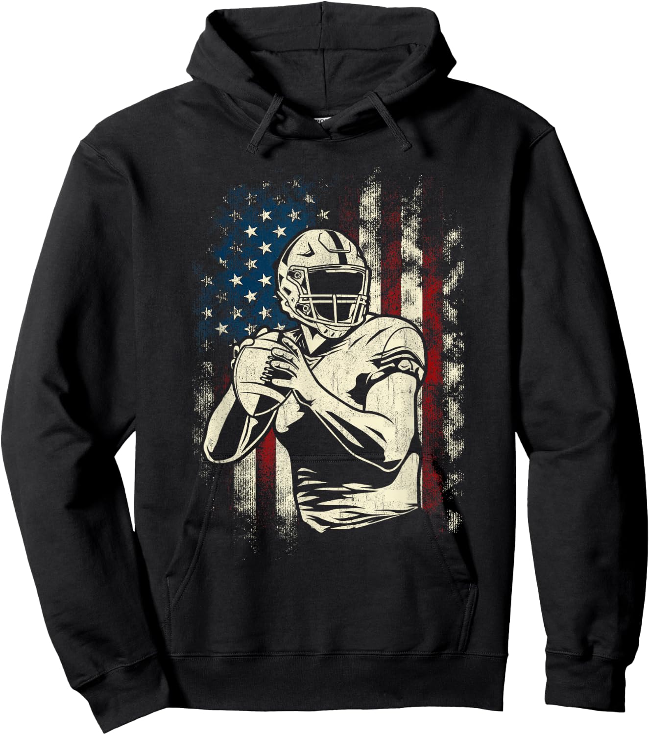 Patriotic Football Player - American Game Ball Sports Lover Hoodie - Hoodie | Black