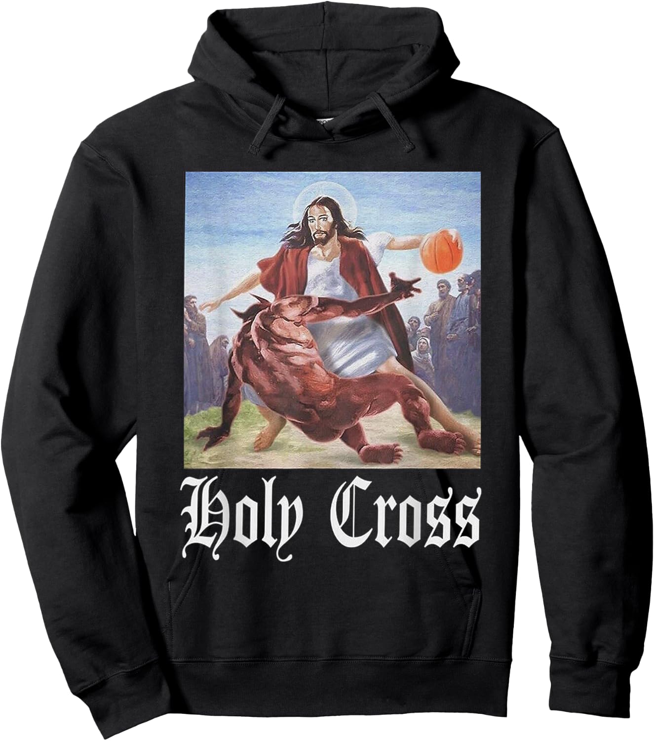 Not Today Satan Jesus Crossover Basketball Holy Cross Hoodie - Hoodie | Black