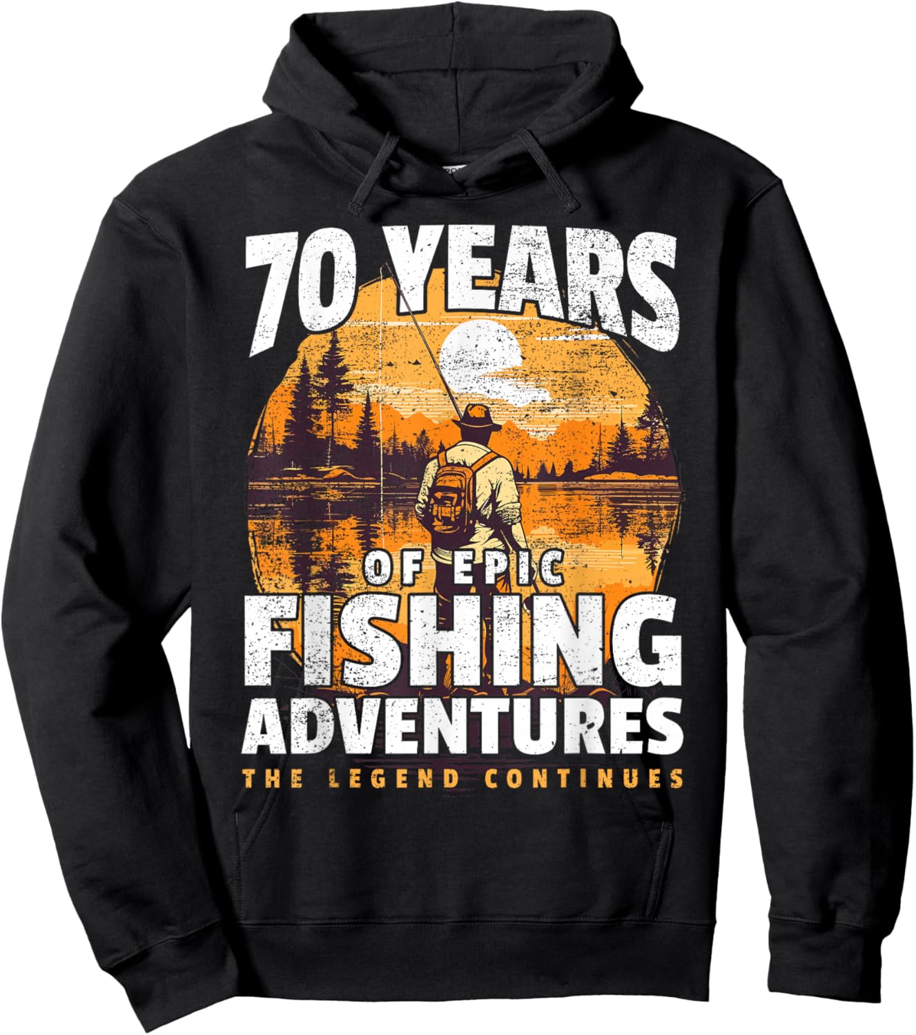 Fishing 70th Birthday 70 Year Old Fisherman Hoodie - Hoodie | Black