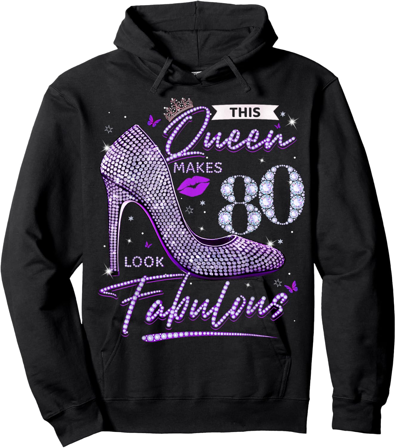 This Queen Makes 80 Looks Fabulous Shirt 80th Birthday Women Hoodie - Hoodie | Black