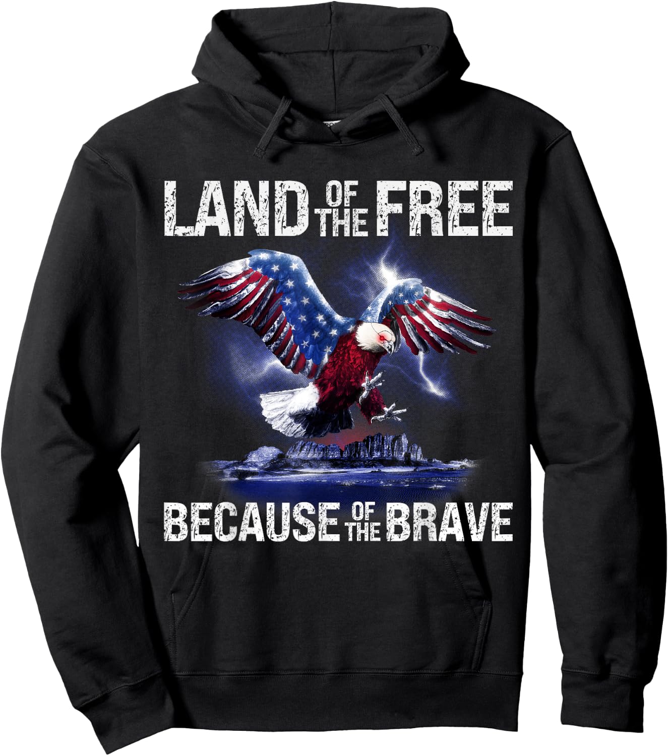 USA Eagle Land of the Free Because of the Brave Hoodie - Hoodie | Black