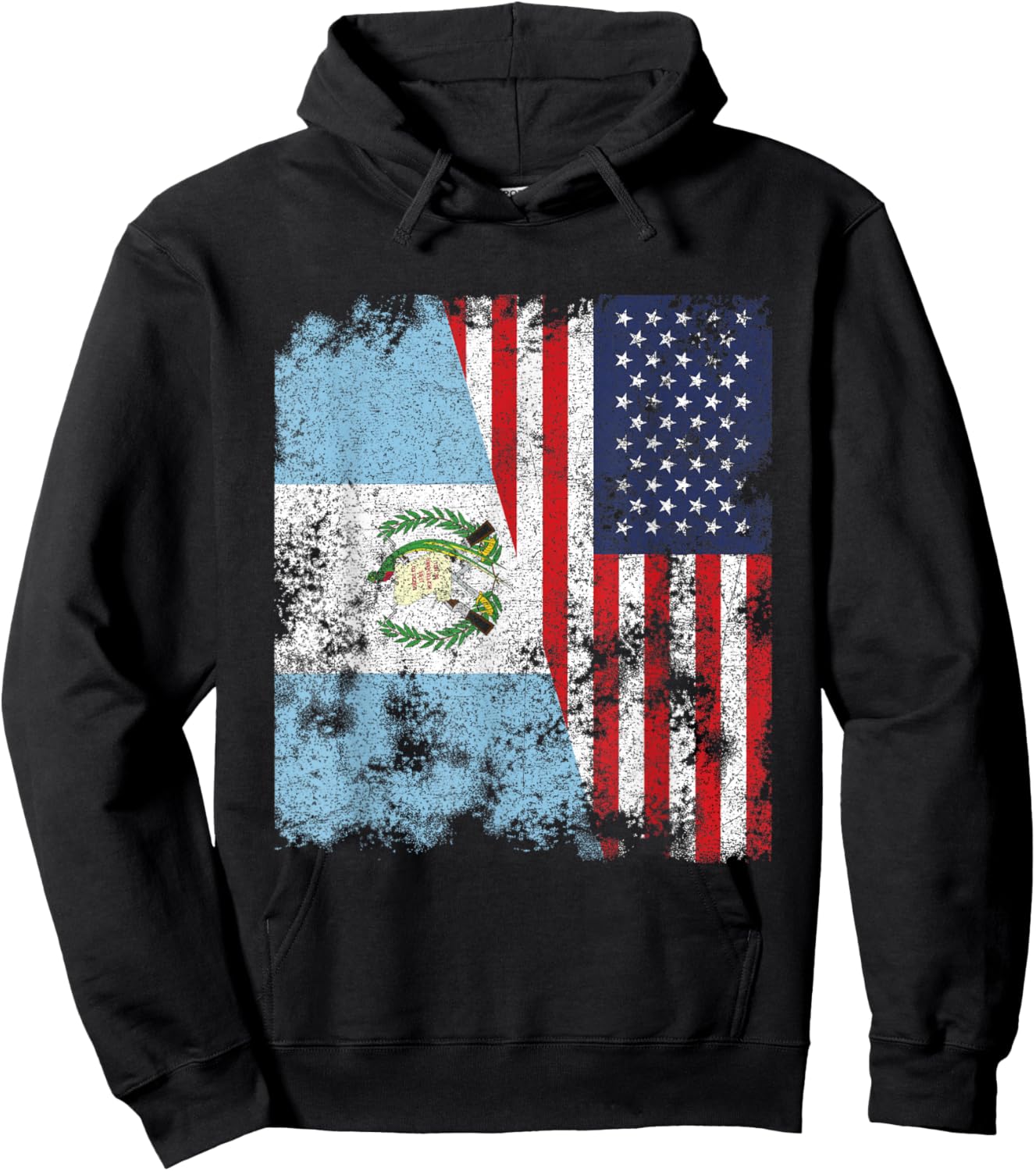 Guatemala USA Flag Distressed - Half American Kids Men Hoodie - Hoodie | Black