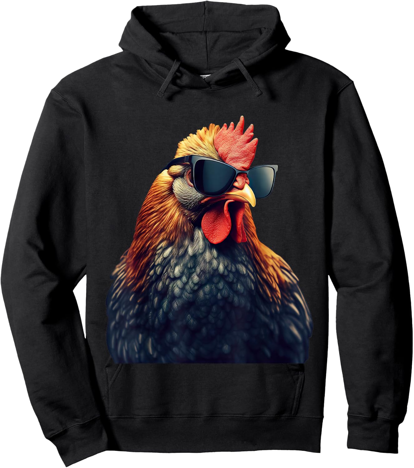 Retro Vintage Chicken Cool Rooster Wearing Sunglasses Hoodie - Hoodie | Black