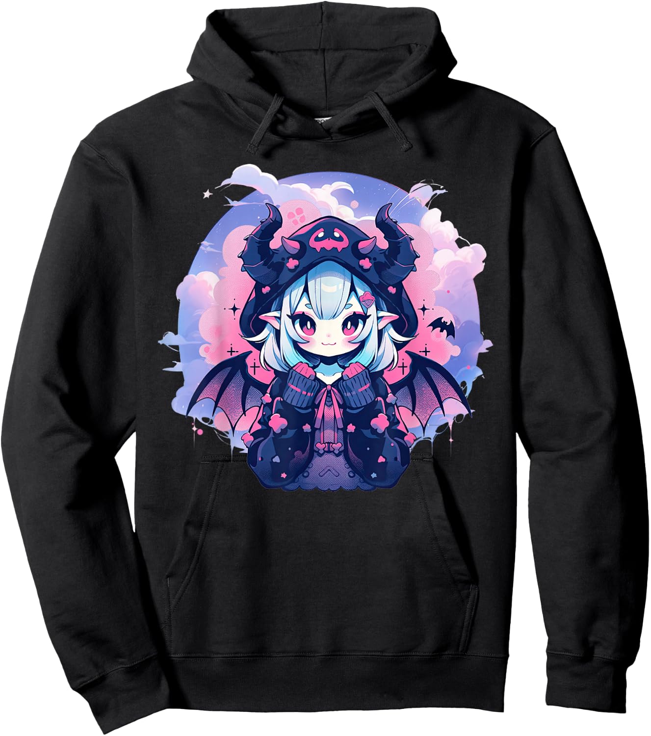 Anime Demon Girl Kawaii Succubus Pastel Goth Cute Witchcraft Hoodie - Hoodie | Black