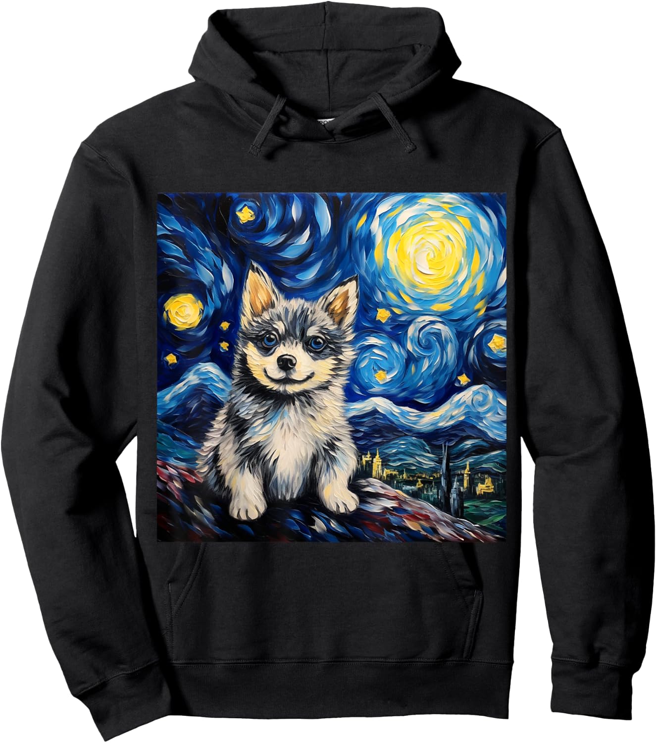 Starry Night Alaskan Klee Kai - Alaskan Klee Kai Hoodie - Hoodie | Black