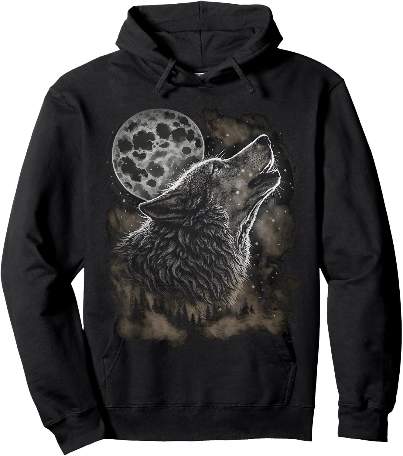 Wolves howling at moon wolf wild animal Hoodie - Hoodie | Black