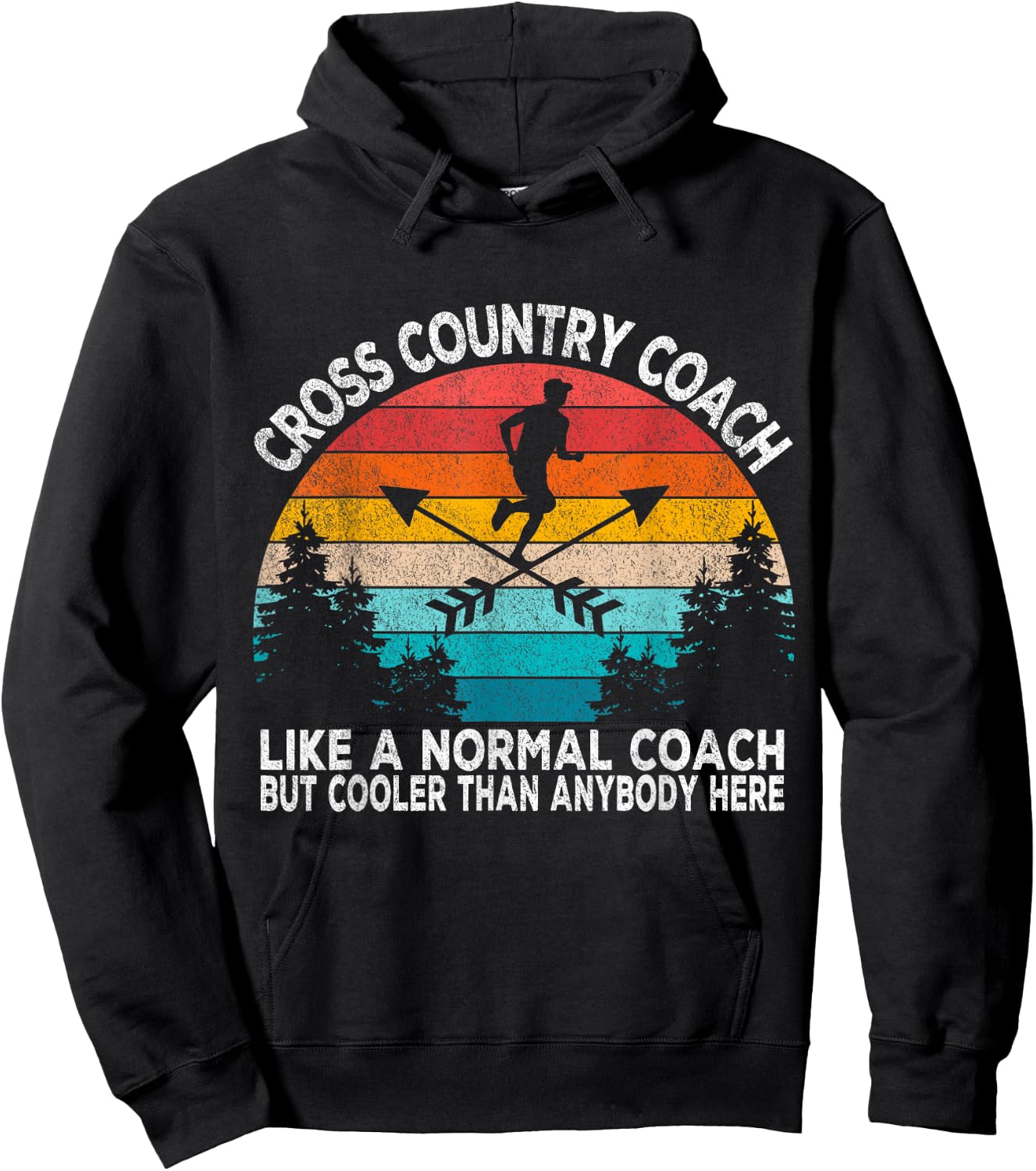 Cross Country Coach Cross Country Running Coach Retro Hoodie - Hoodie | Black