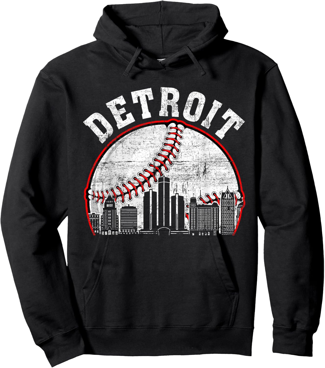 Detroit Vintage Baseball Lover Player Women Hoodie - Hoodie | Black