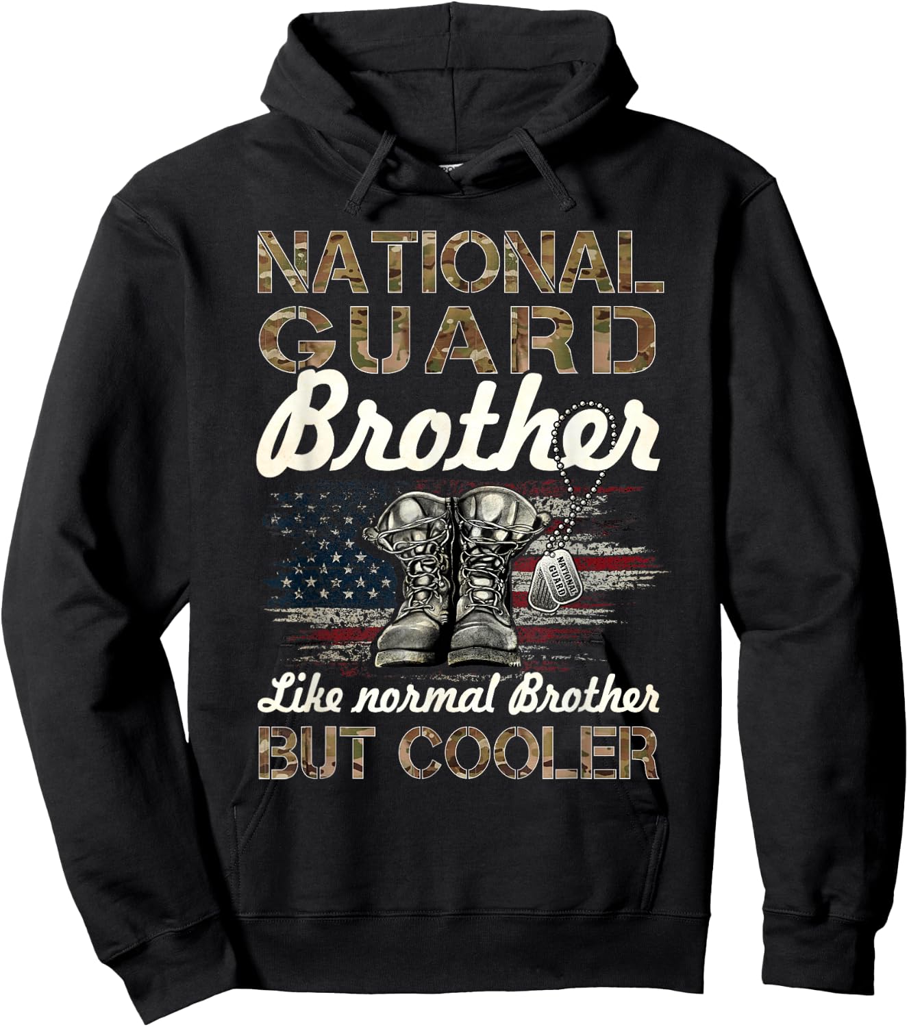 National Guard Brother Proud Brother Military Matching Gift Hoodie - Hoodie | Black