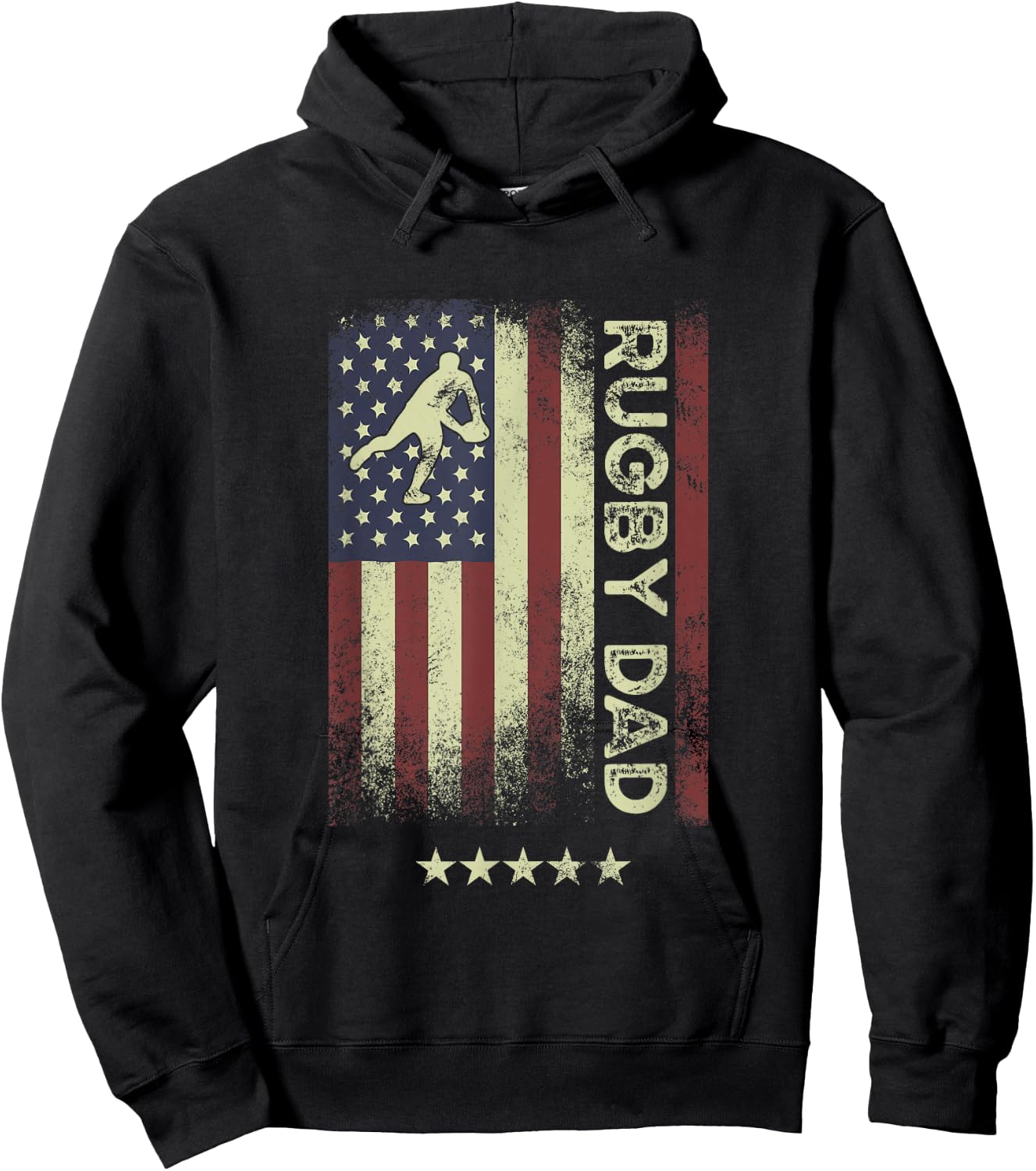 USA American Flag - Rugby Dad Hoodie - Hoodie | Black