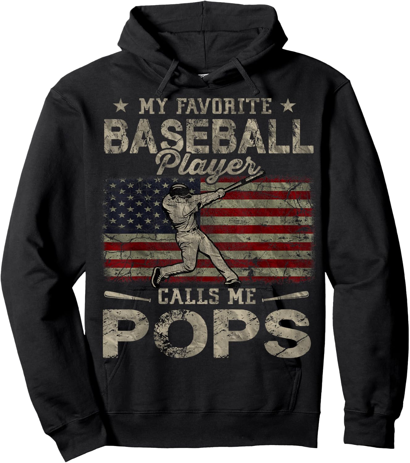 My Favorite Baseball Player Calls Me Pops Father's Day Hoodie - Hoodie | Black
