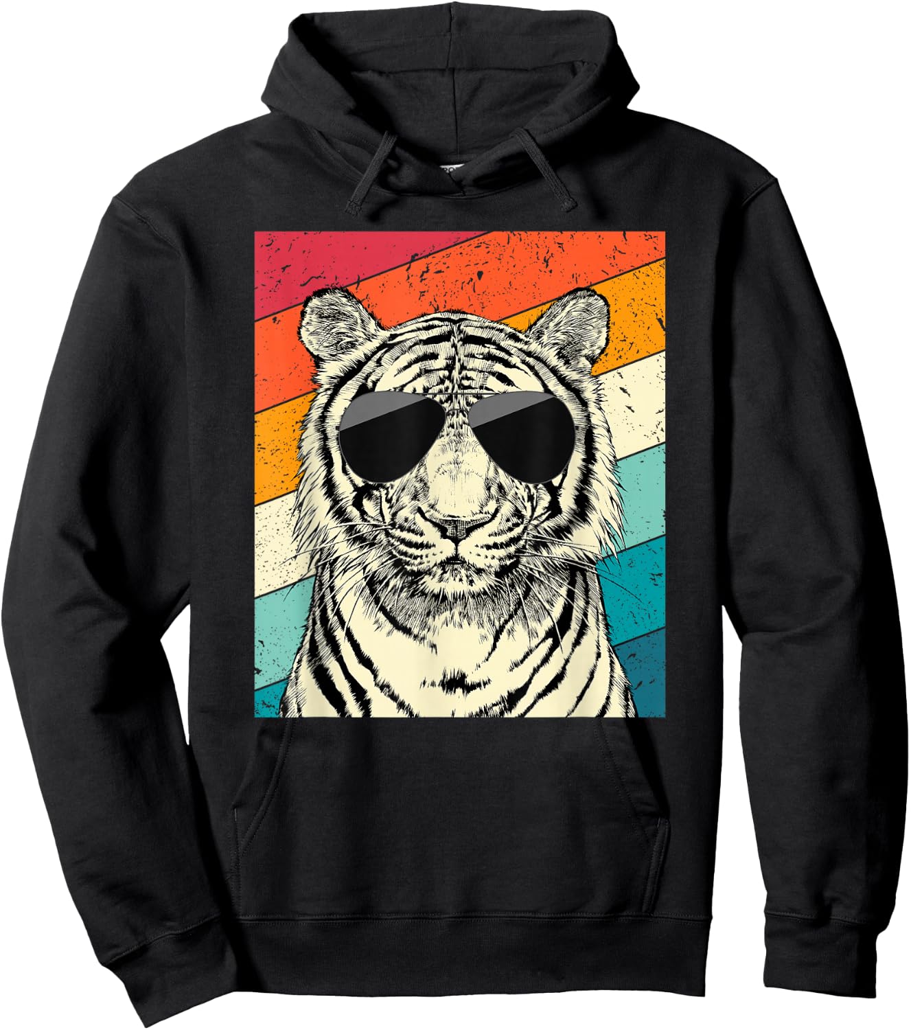 Retro Vintage Tiger with Sunglasses Wild Animal Lovers Hoodie - Hoodie | Black