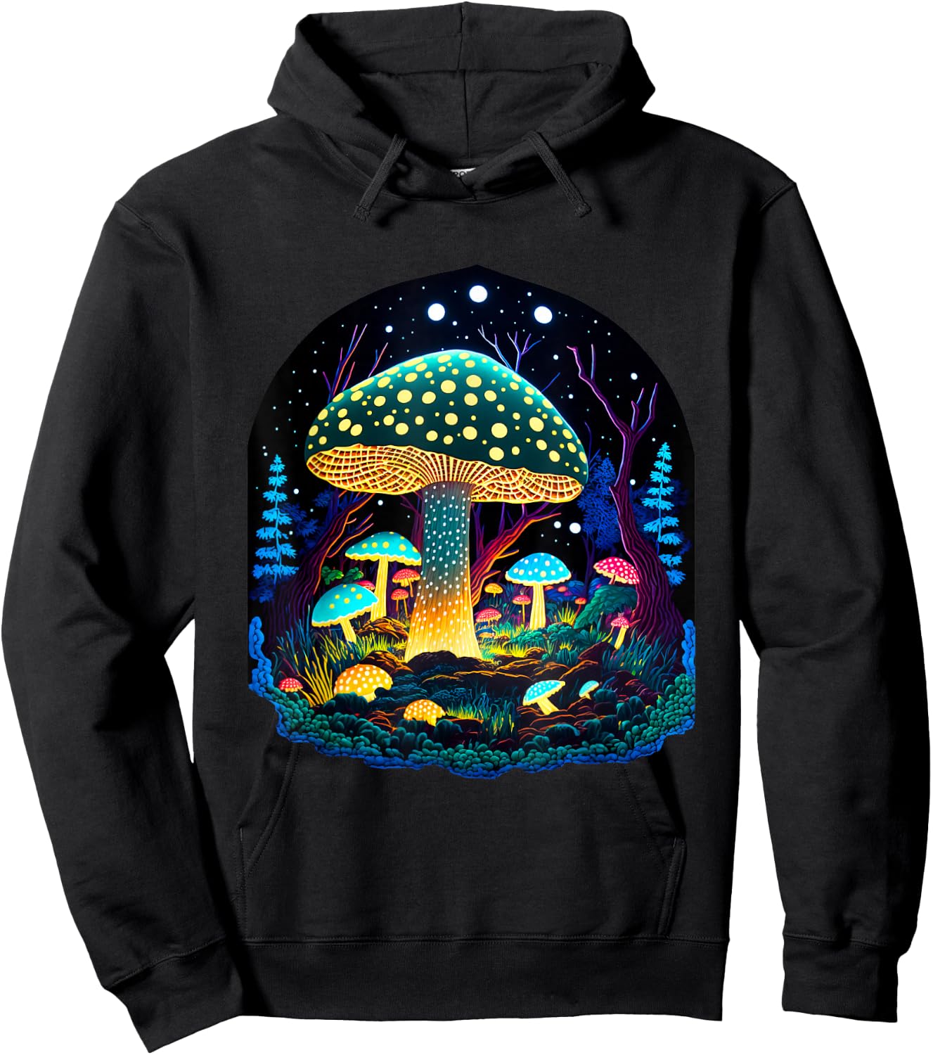Mushroom Whisperer Colorful Fungi Design Hoodie - Hoodie | Black