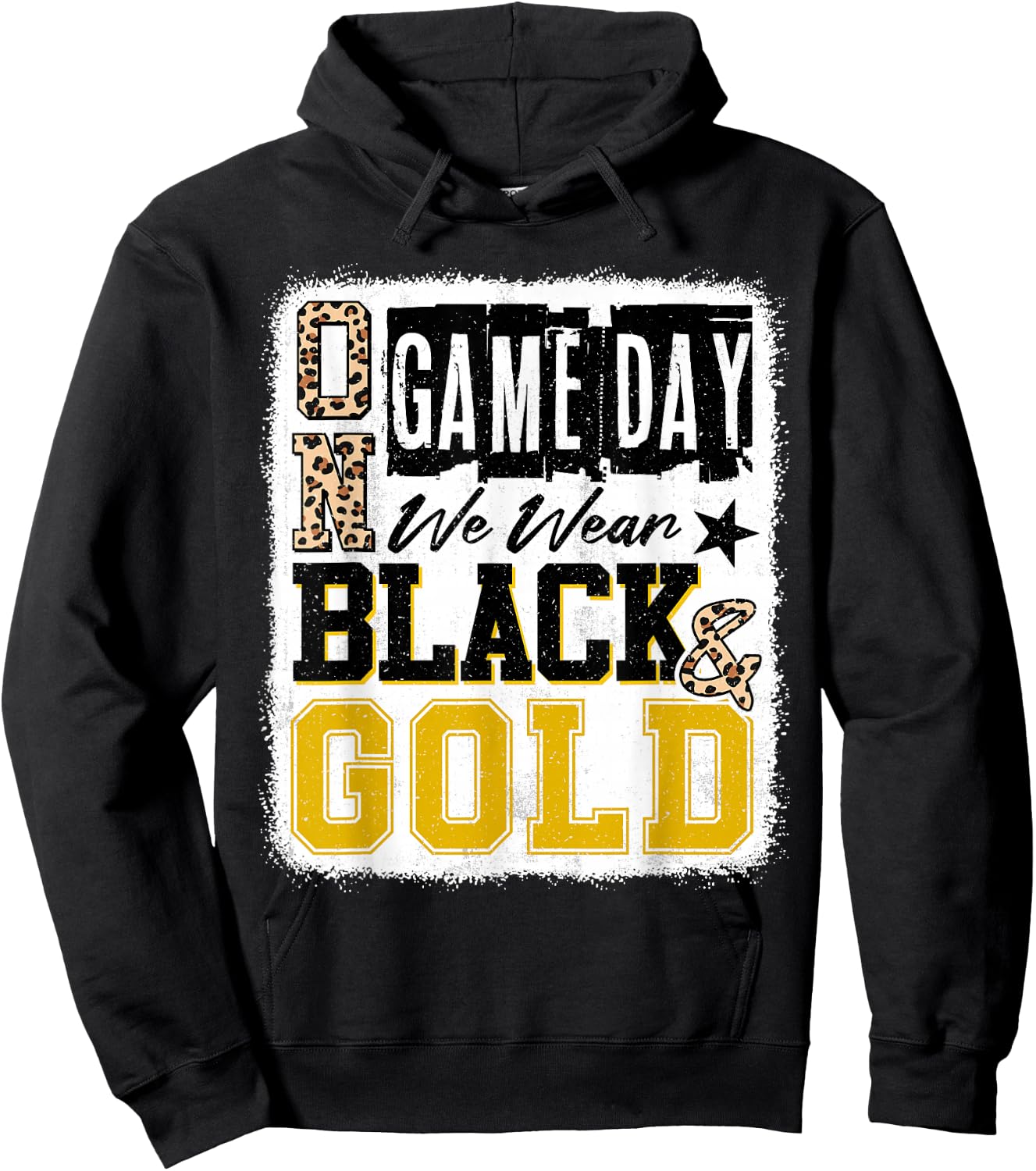 On Gameday Football We Wear Black And Gold School Spirit Hoodie - Hoodie | Black
