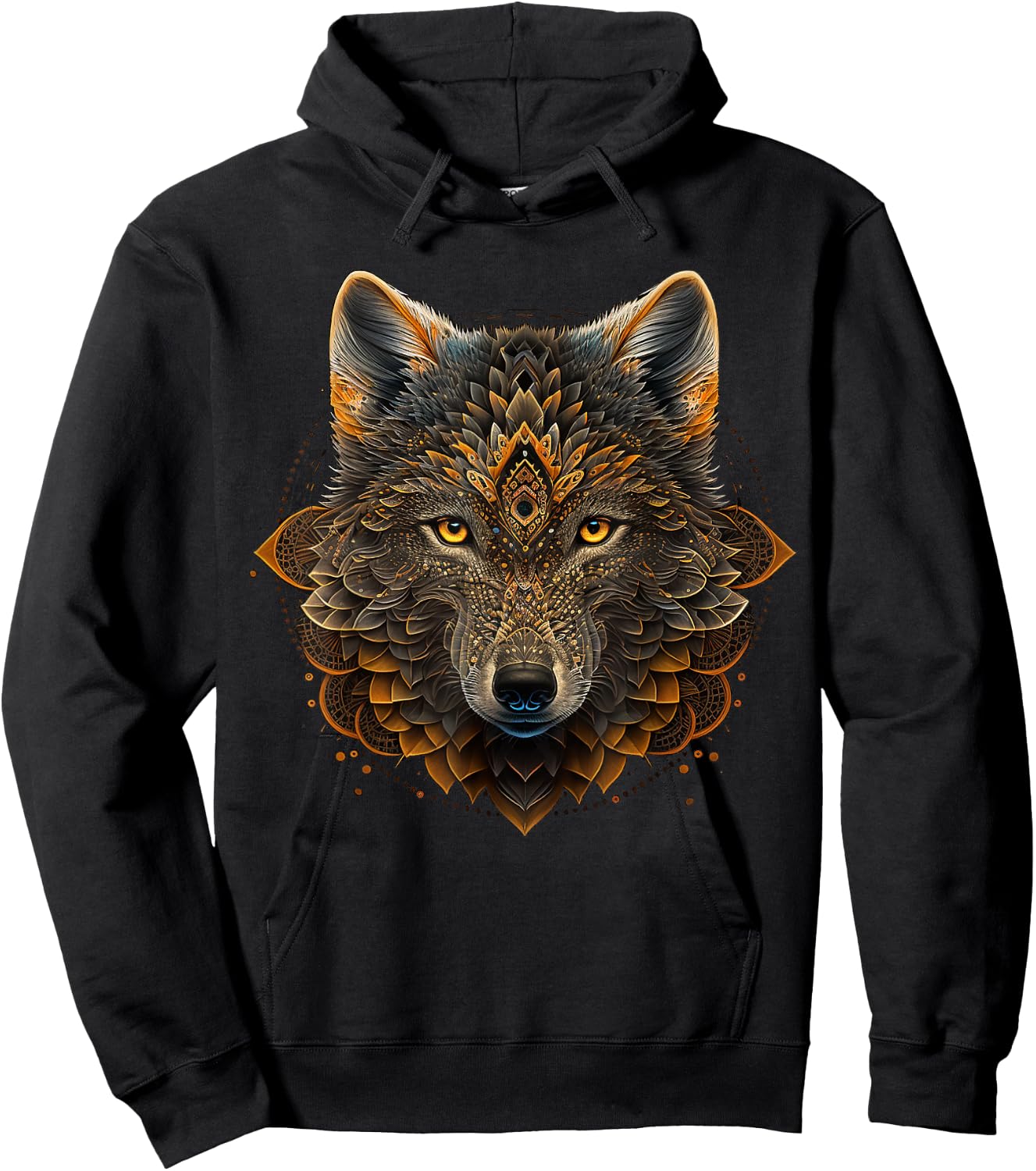 Wolf China Architecture Artwork | Animal Motif Wolf Hoodie - Hoodie | Black