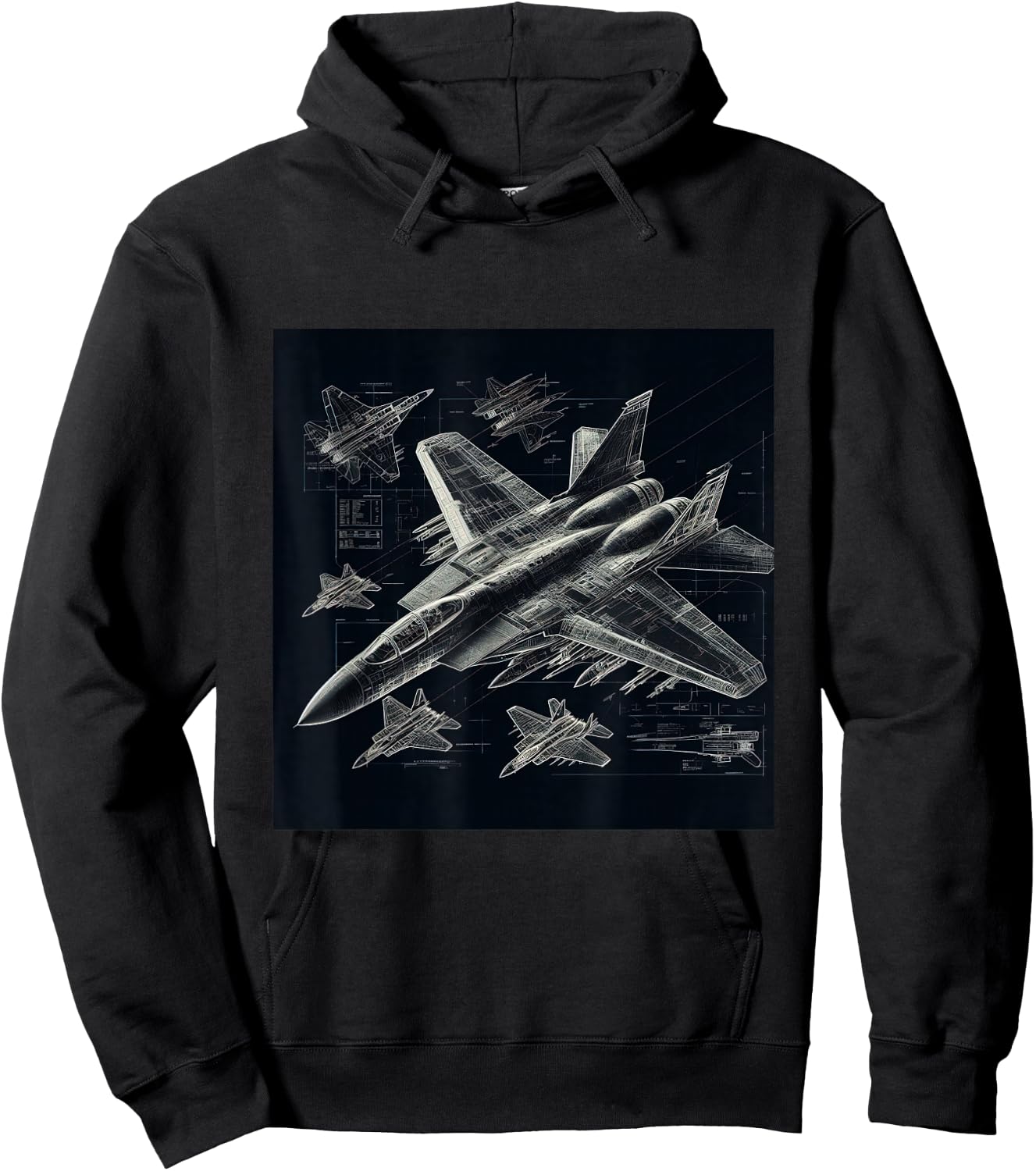 F-14 Tomcat Fighter Jet Blueprint Military Aviation Hoodie - Hoodie | Black