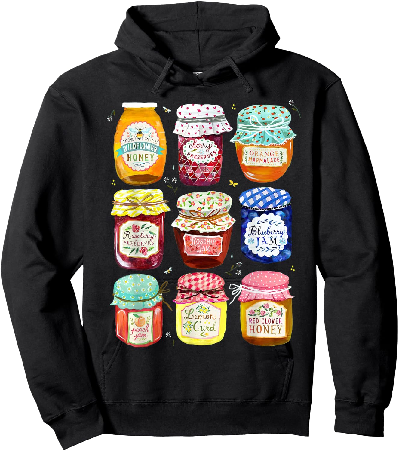 Jam Jars Relaxed Funny Women Kids Hoodie - Hoodie | Black
