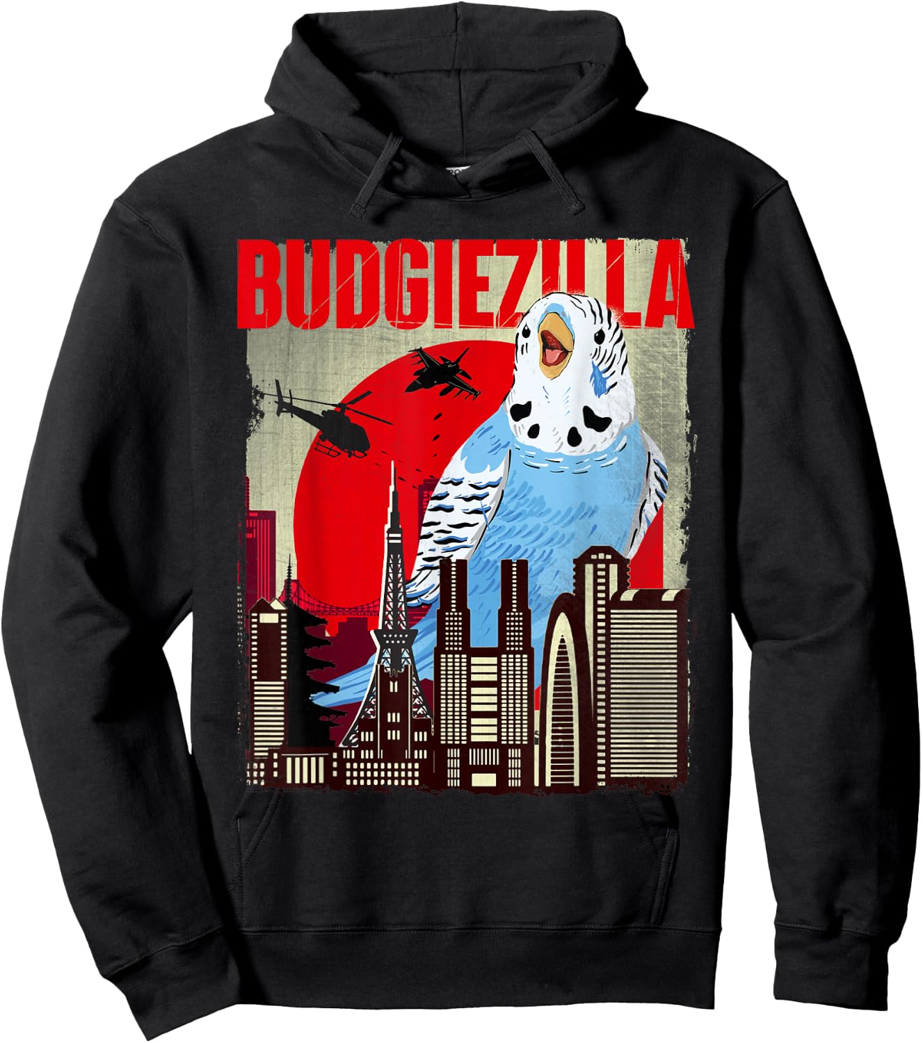 Budgiezilla - Parakeet Budgie Budgerigar Bird Lover Hoodie - Hoodie | Black
