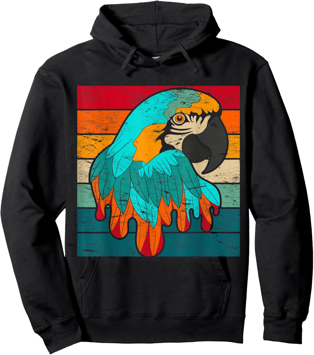Retro Macaw Parrot Hoodie - Hoodie | Black