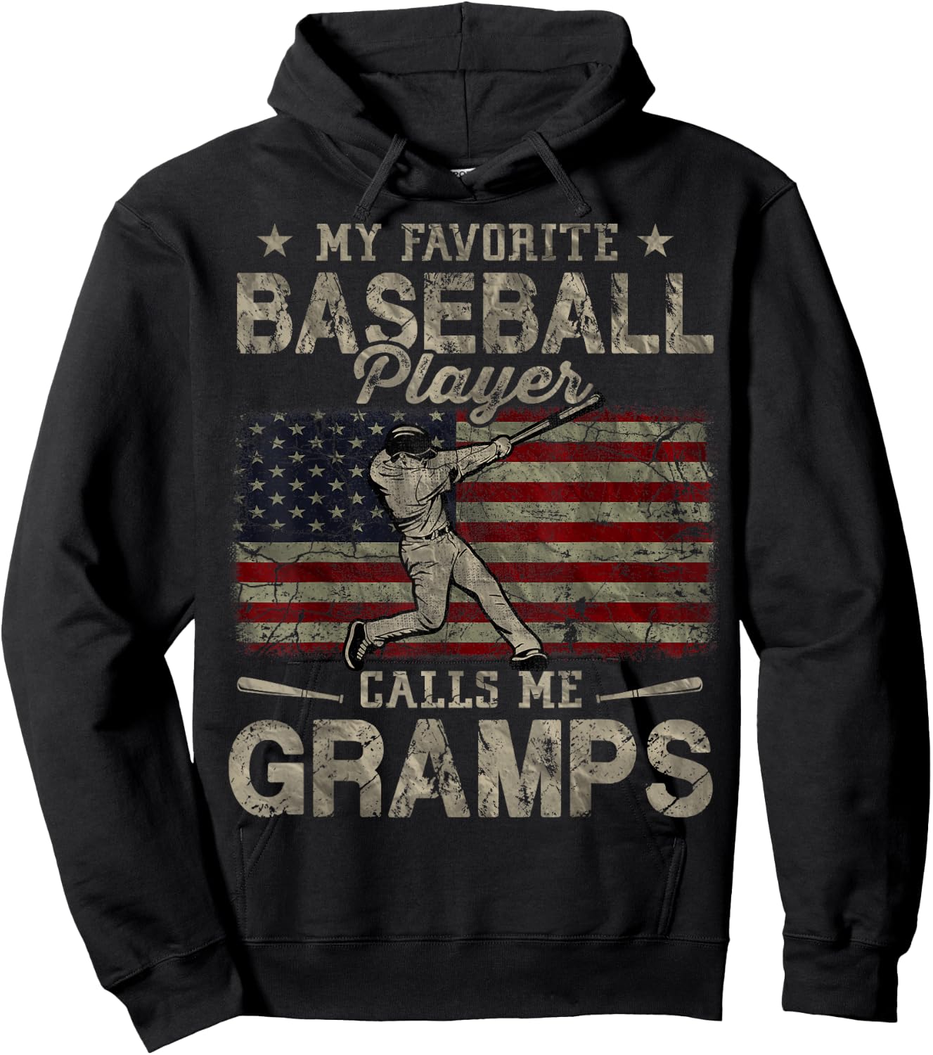 My Favorite Baseball Player Calls Me Gramps Father's Day Hoodie - Hoodie | Black