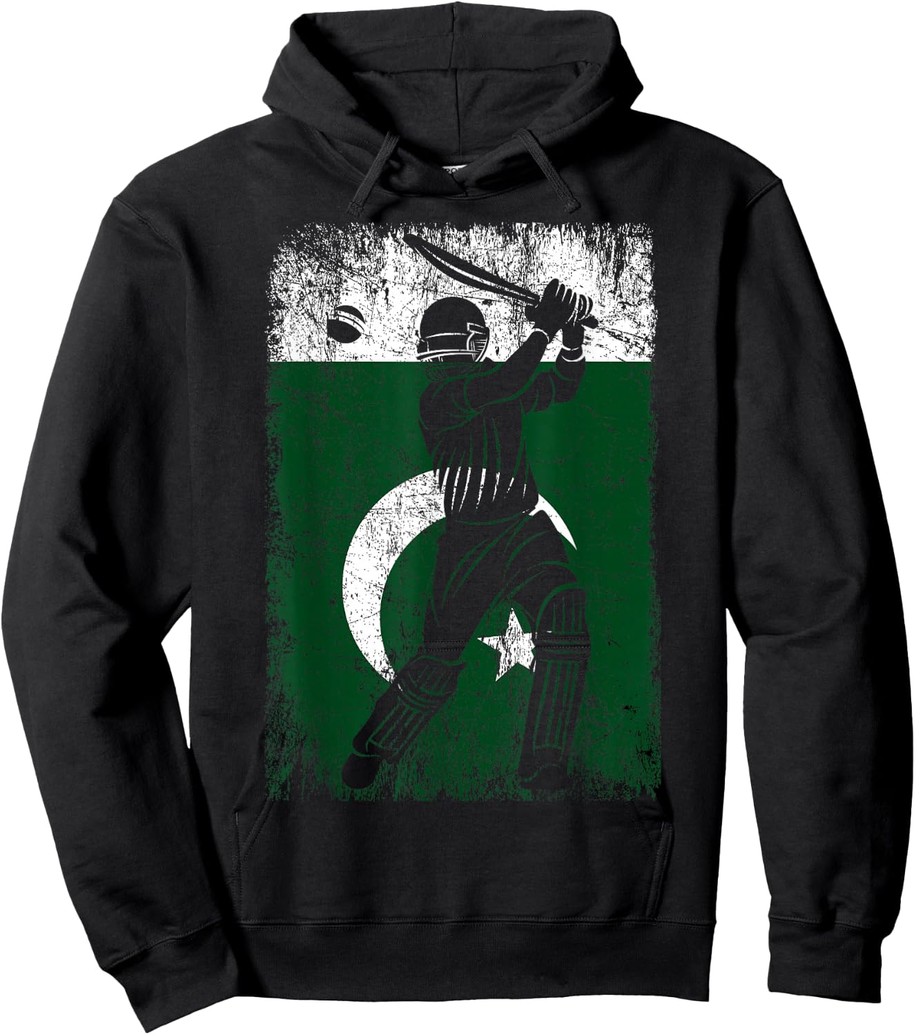 Pakistan Flag Cricket Jersey Fan Player Coach Hoodie - Hoodie | Black