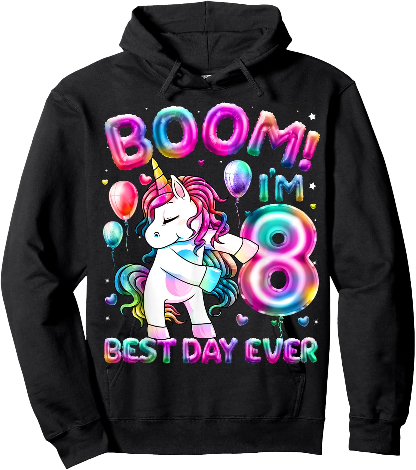 8 Years Old Flossing Unicorn Gifts 8th Birthday Girl Party Hoodie - Hoodie | Black