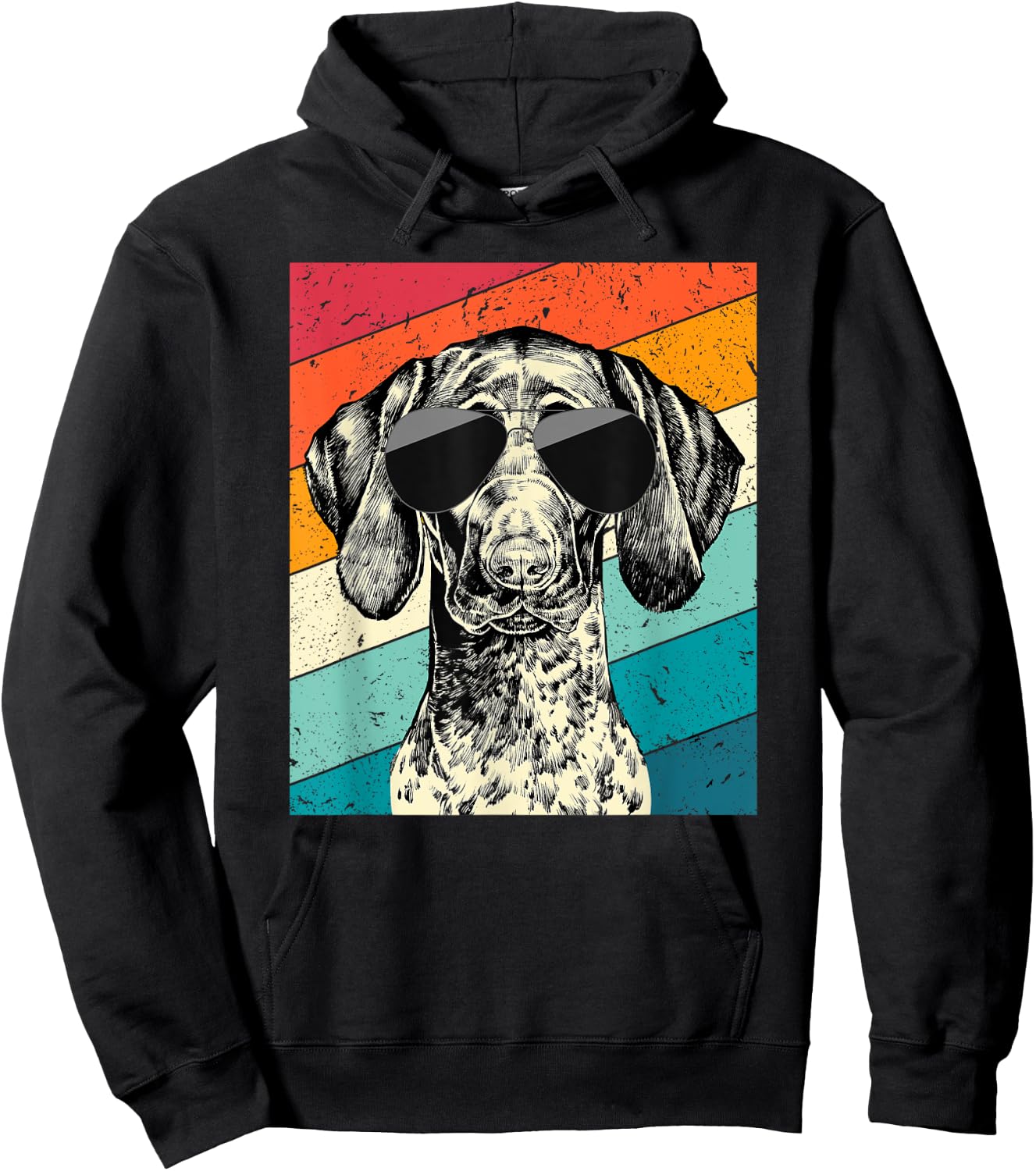Retro Vintage German Shorthaired Pointer Sunglasses GSP Dog Hoodie - Hoodie | Black
