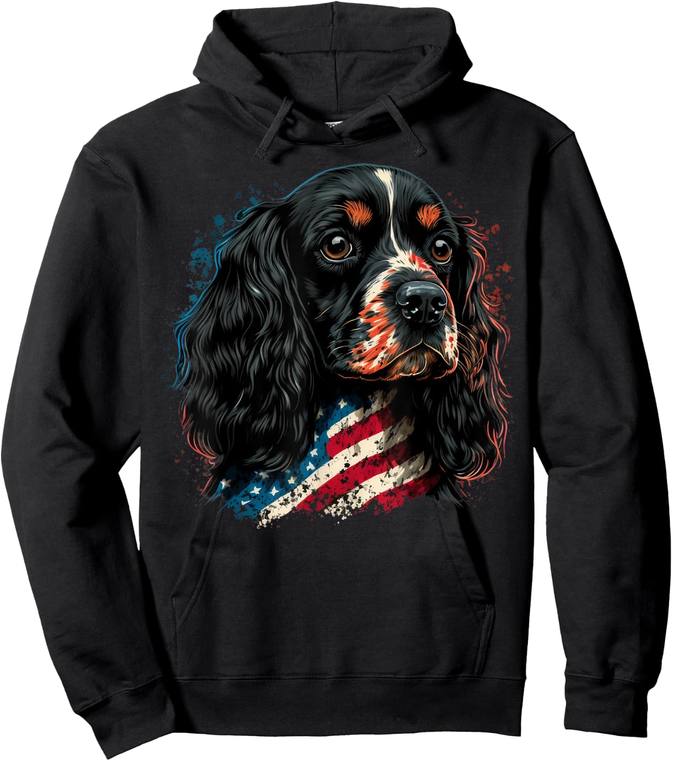 USA 4th Of July Cocker on Patriotic American Cocker Spaniel Hoodie - Hoodie | Black