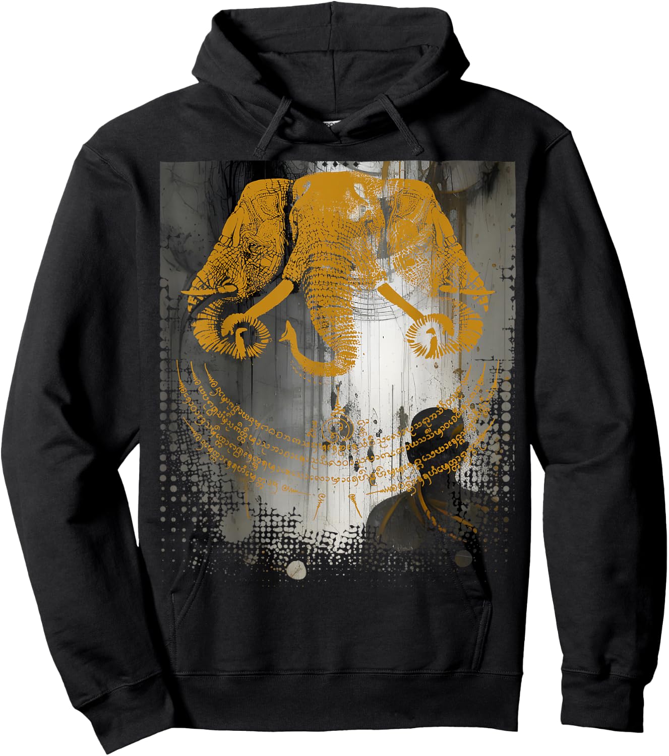 Muay Thai Buddha Asian Tattoo Lao Elephant Cultural Sak Yant Hoodie - Hoodie | Black