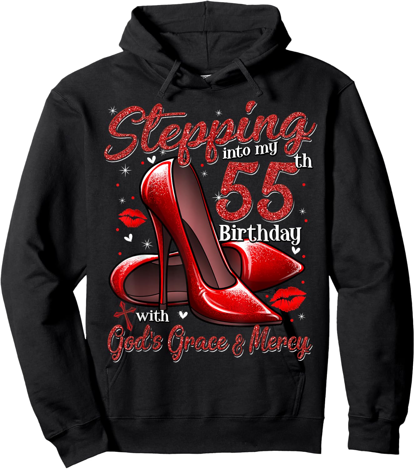 High Heels Stepping Into My 55th Birthday 55 and Fabulous Hoodie - Hoodie | Black