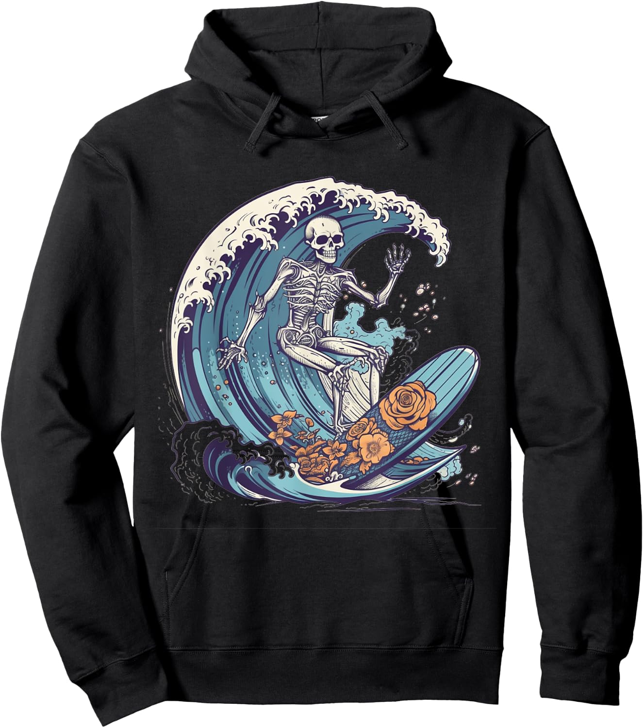 Skeleton Surfing Halloween Costume Surf Surfer Men Women Hoodie - Hoodie | Black