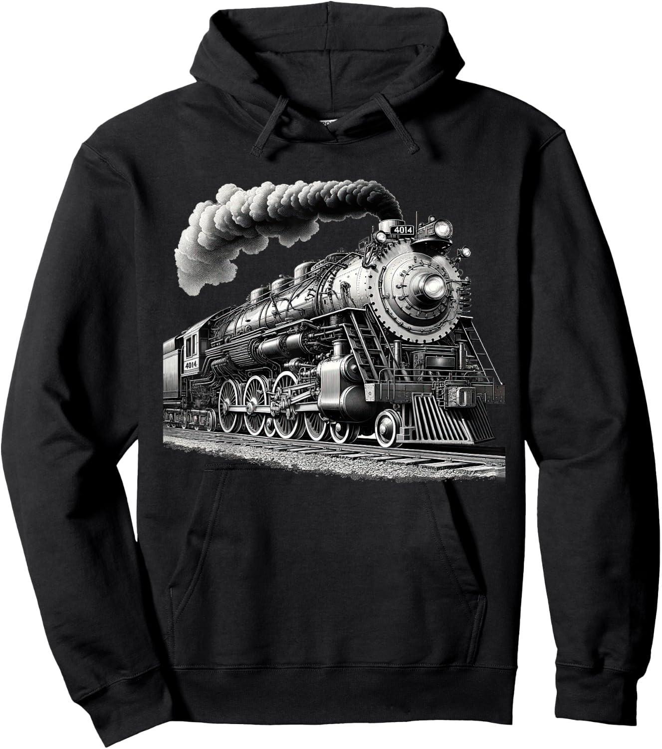 Steam Locomotive Train Vintage 1940s Style Engine Railroad Hoodie - Hoodie | Black