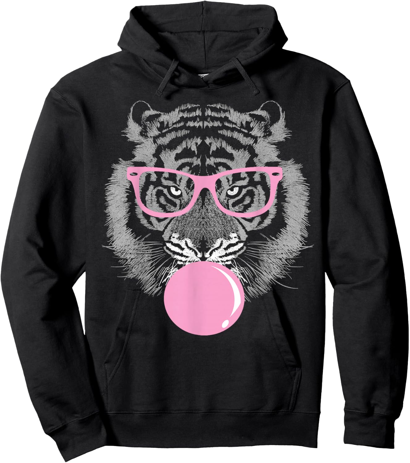 Tiger Face Pink Wild Cute Tigers Sunglasses Animal Hoodie - Hoodie | Black