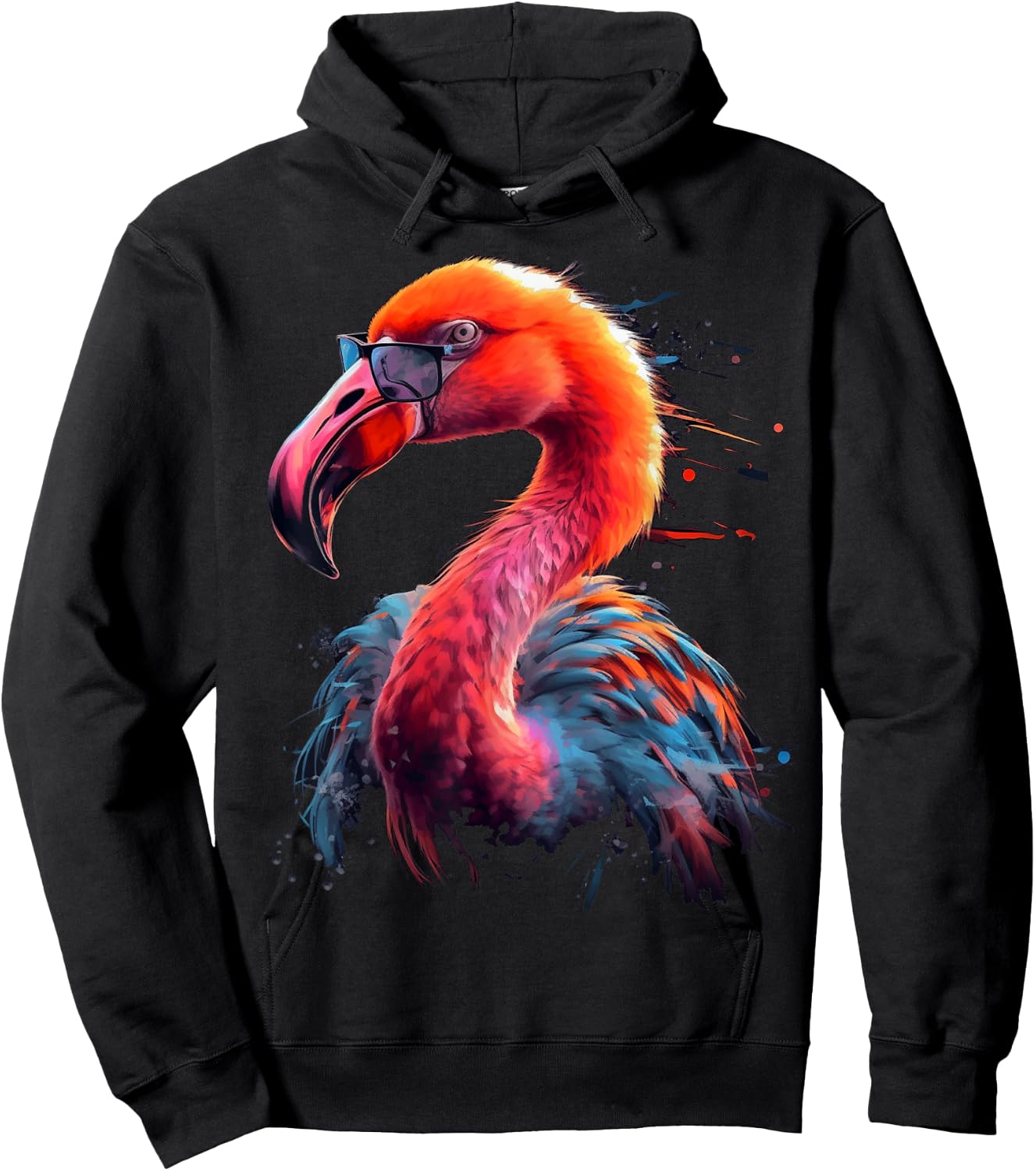 Flamingo Art Sunglasses Bird Animal Flamingo Hoodie - Hoodie | Black