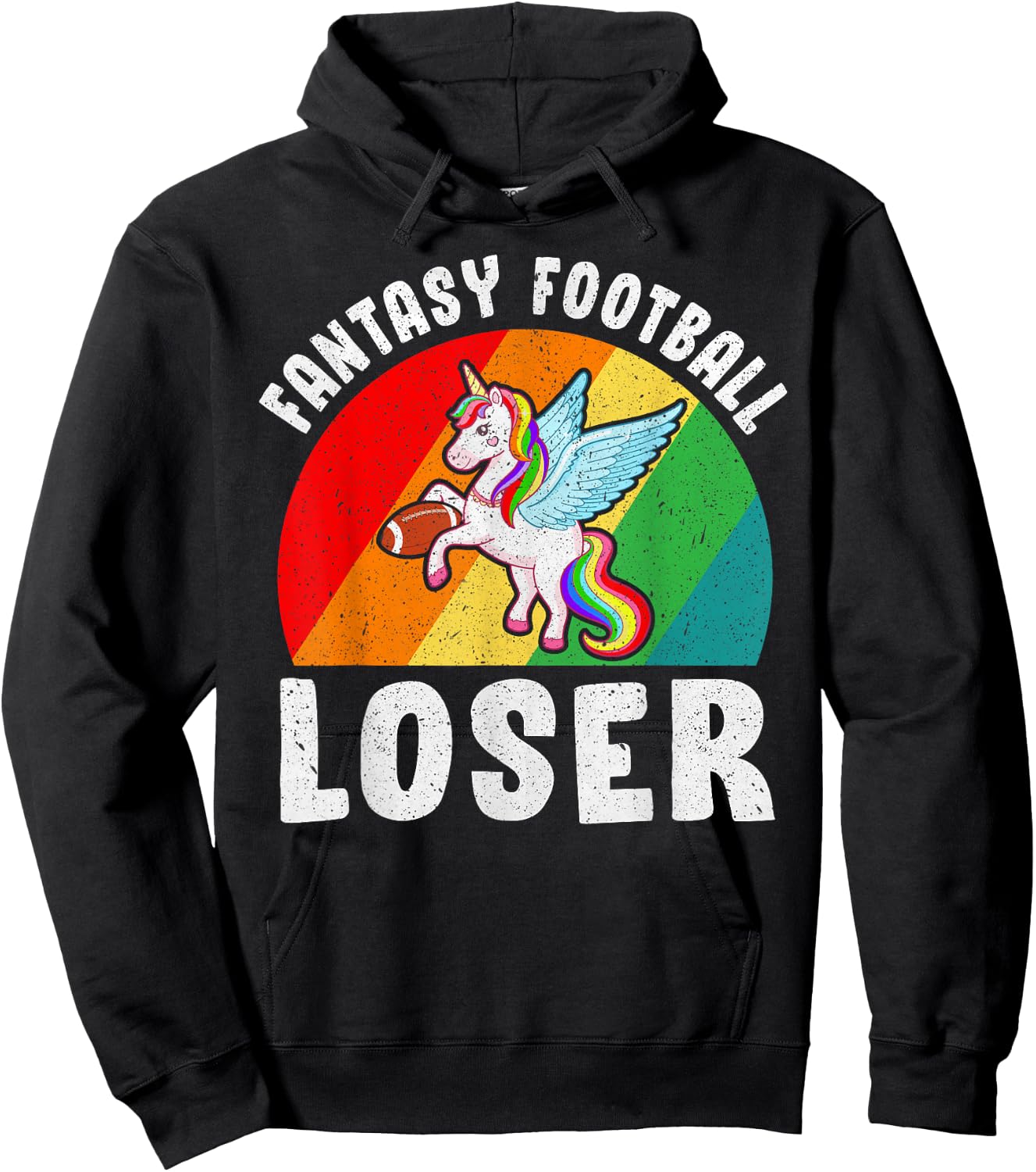 I Suck At Fantasy Football Loser Unicorn Draft Party Hoodie - Hoodie | Black
