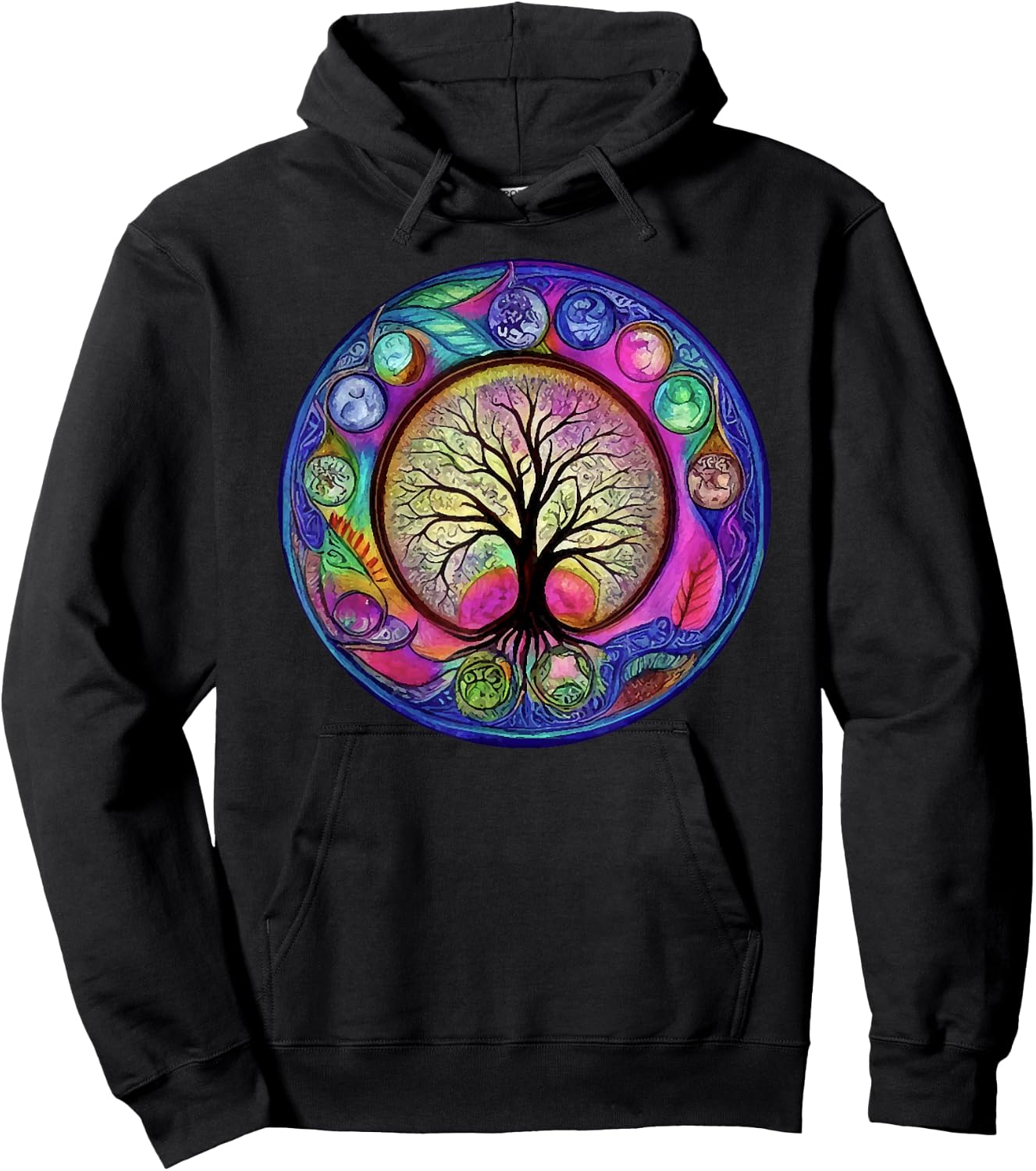 Chakra Whimsical Fantasy Tree of Life Hoodie - Hoodie | Black