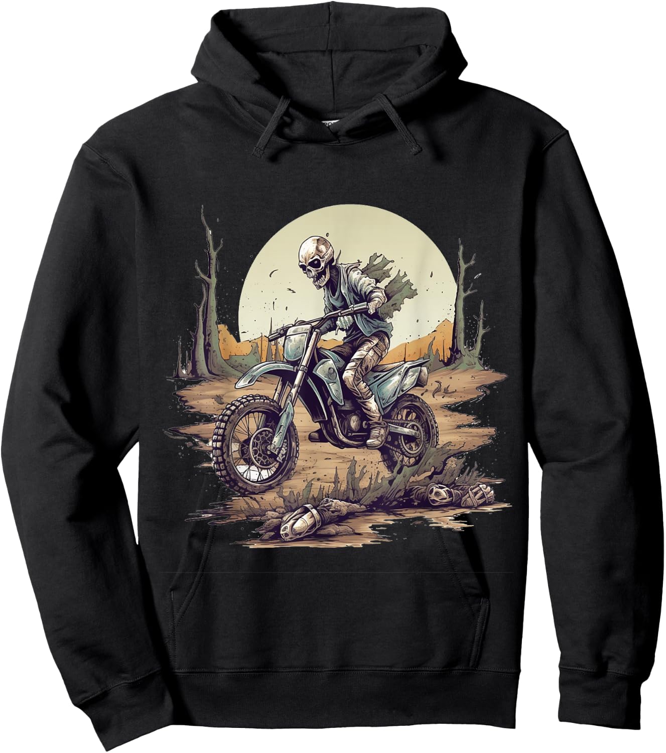 Zombie Riding Dirt Bike Halloween Motorcyle Motocross Rider Hoodie - Hoodie | Black