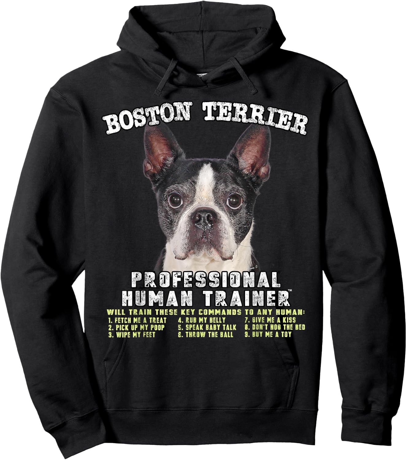 Boston Terrier Black Dog Professional Human Trainer Hoodie - Hoodie | Black