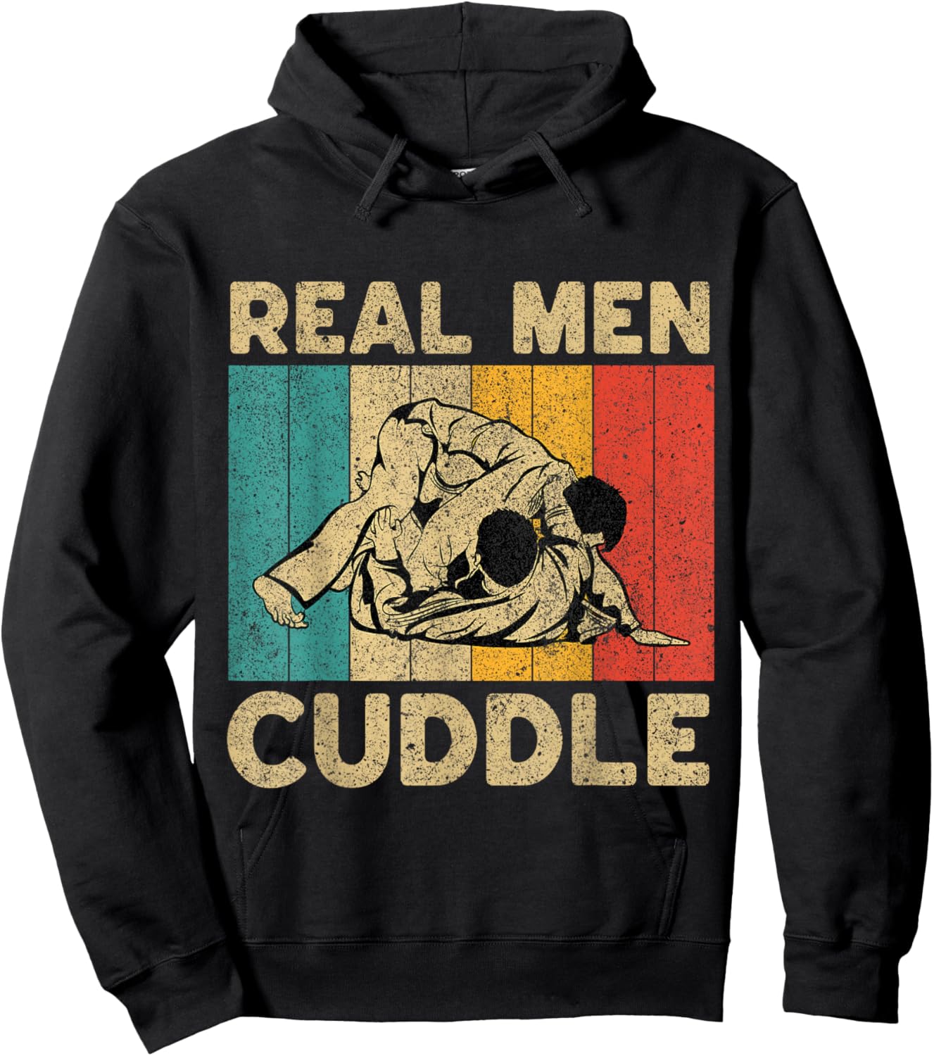 Real Men Cuddle Funny Vintage BJJ Brazilian Jiu Jitsu Hoodie - Hoodie | Black