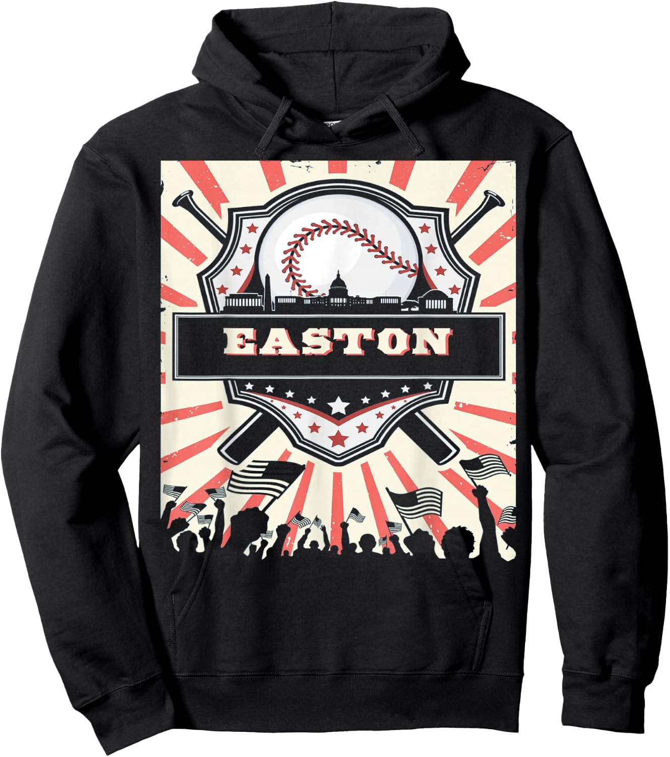 First name Easton Baseball for game day Hoodie - Hoodie | Black