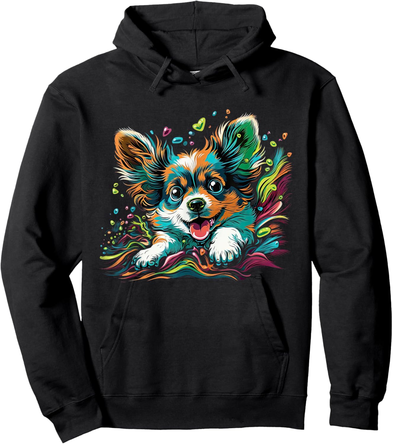Papillon Dog Owner the cartoon of a Papillon dog Women Girls Kids Hoodie - Hoodie | Black