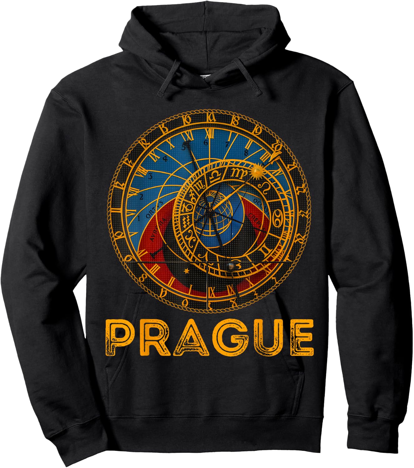 Prague Czech Republic Souvenir Astronomical Clock Prague Hoodie - Hoodie | Black