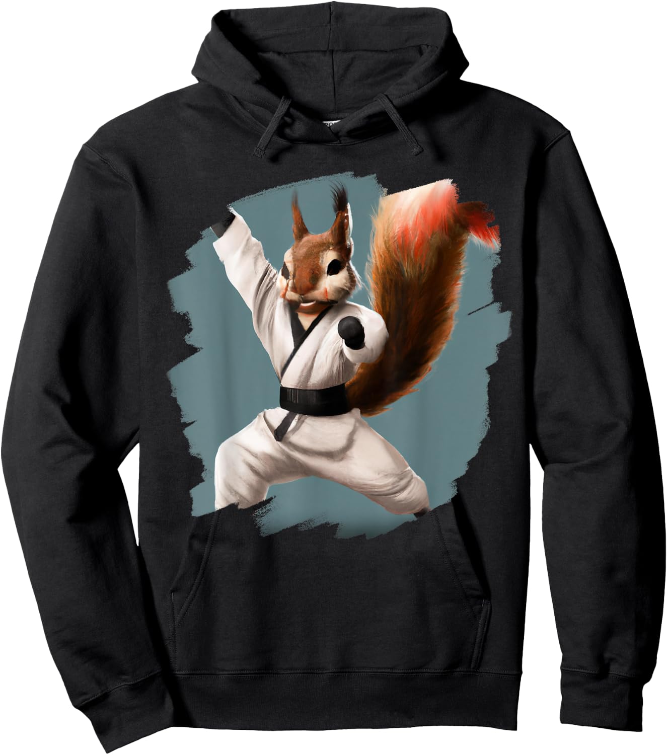 Squirrel Doing Karate Kick Black Belt Martial Arts Squirrel Hoodie - Hoodie | Black