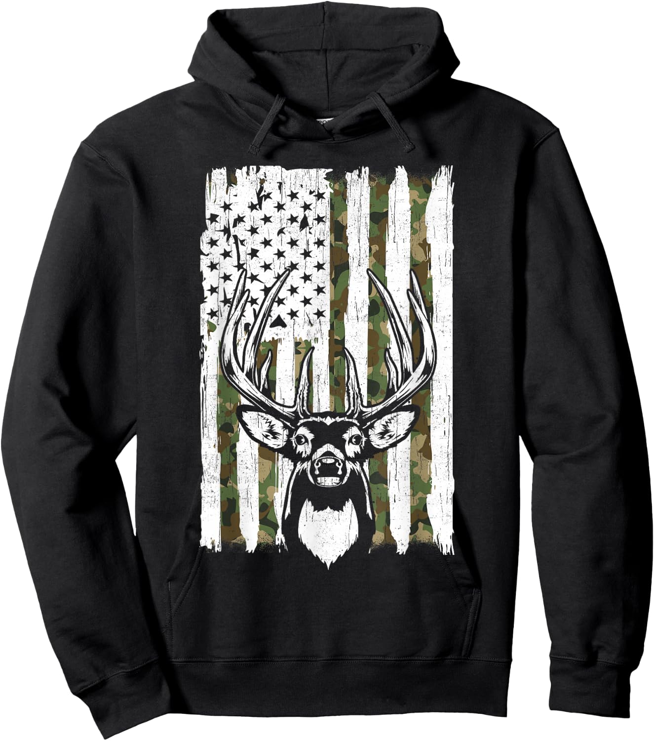 American Flag Deer Hunting Gift Dad Hunter from Son Daughter Hoodie - Hoodie | Black